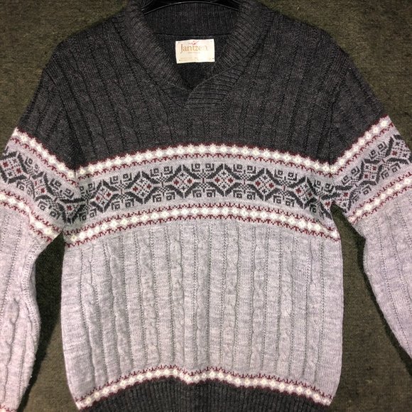 Jentzen Sweater Size Medium Grey Long Sleeve Big Collar Snow‎ Flake - Picture 2 of 4